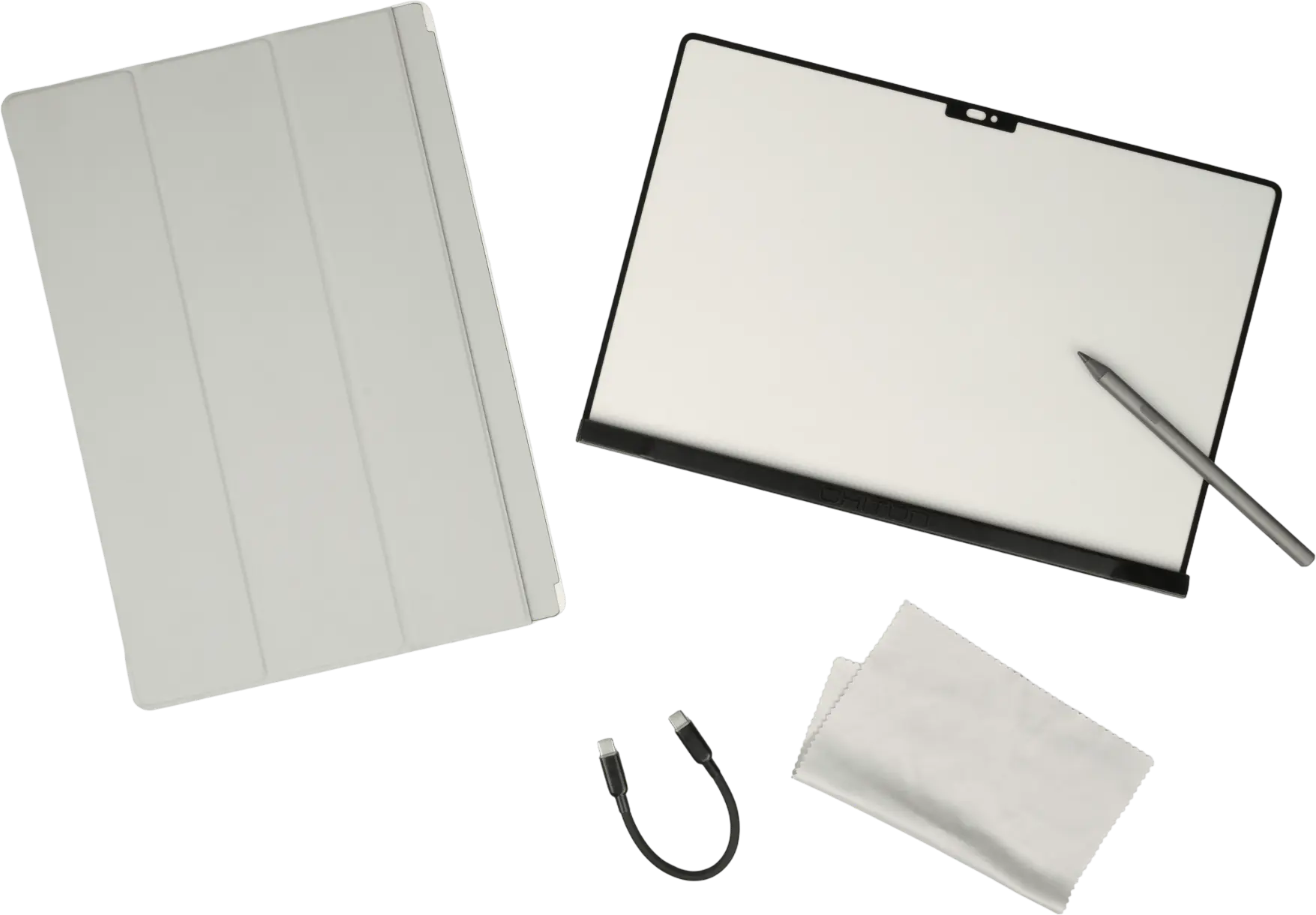 Laid out: Magic Screen, stylus, Folio case, USB-C cable and polishing cloth